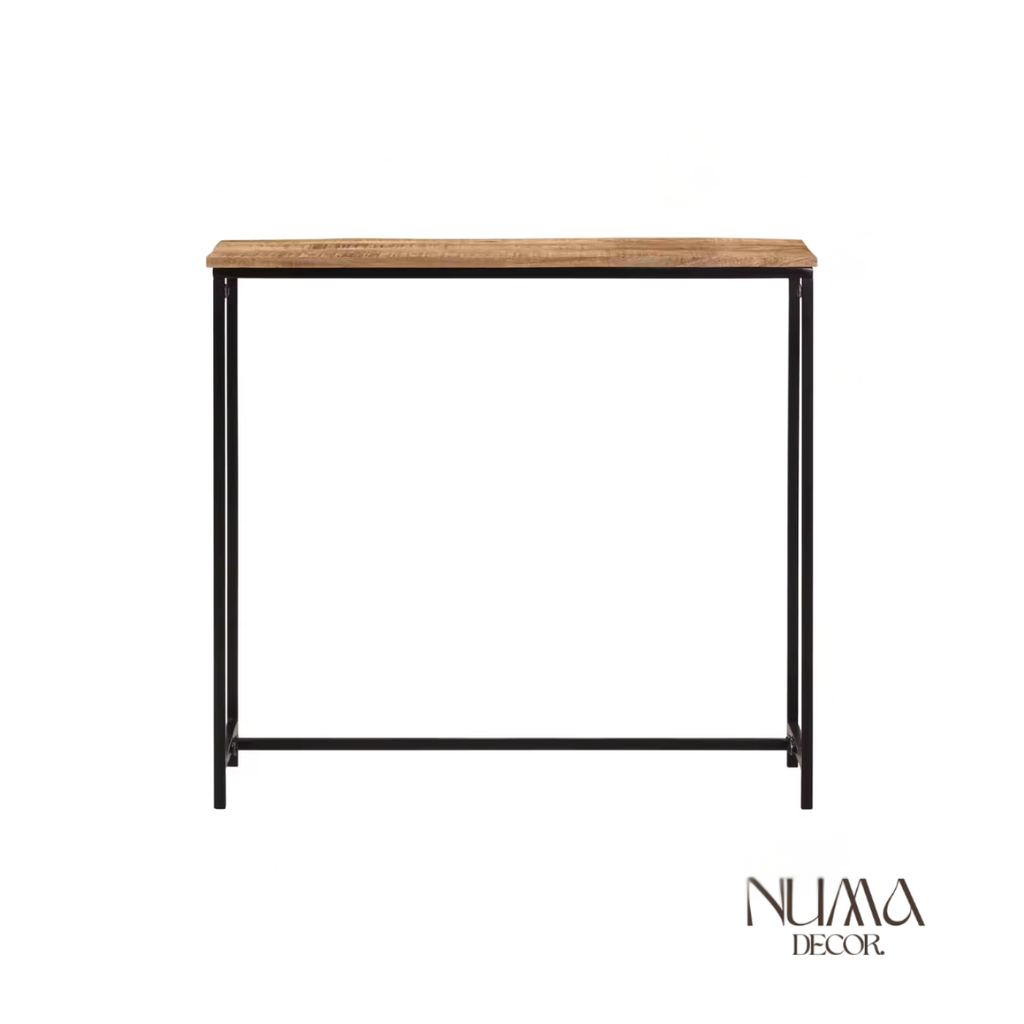 Tulum | Consola de madera y metal negro de 75 cm