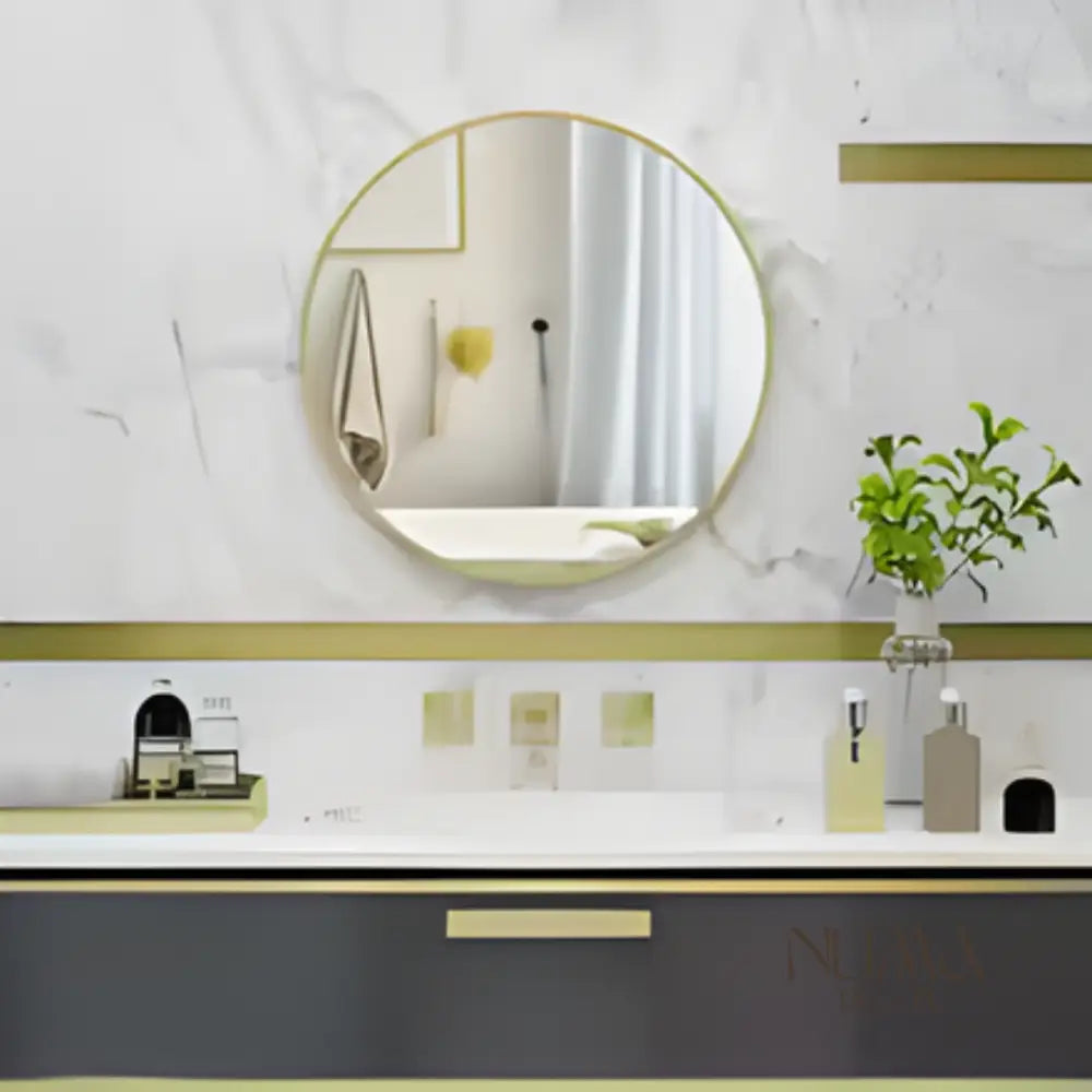 Aura | Redondo con marco en dorado satinado