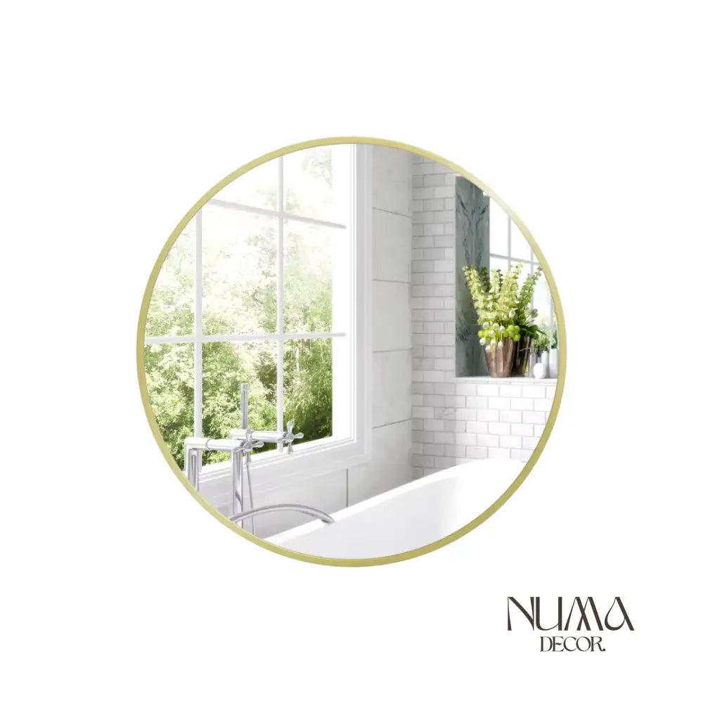 Aura | Redondo con marco en dorado satinado