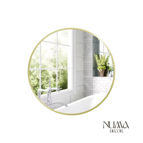 Aura | Redondo con marco en dorado satinado