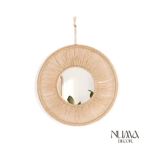 Bali | Espejo redondo con marco de yute y fibras naturales D.31
