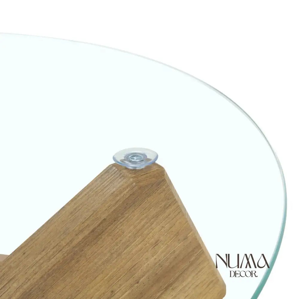 Delta | Mesa de cristal templado y base de madera