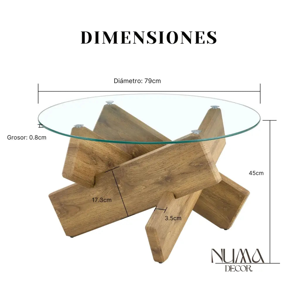 Delta | Mesa de cristal templado y base de madera