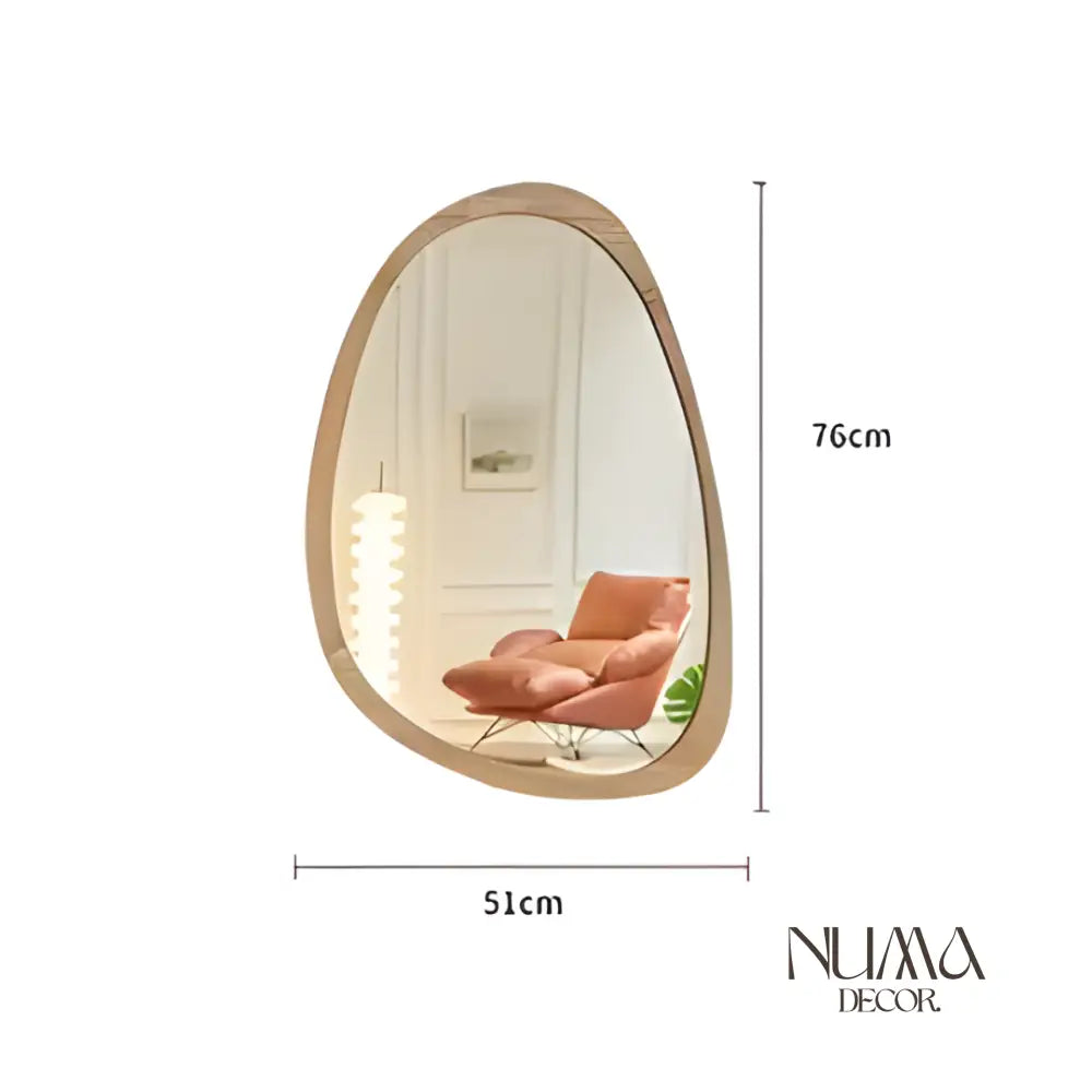 Duna | Espejo con diseño asimétrico con marco de madera