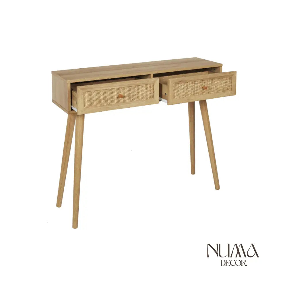 Kala | Consola de madera y detalles en ratán