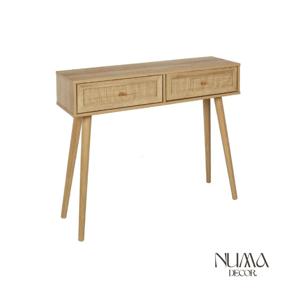 Kala | Consola de madera y detalles en ratán