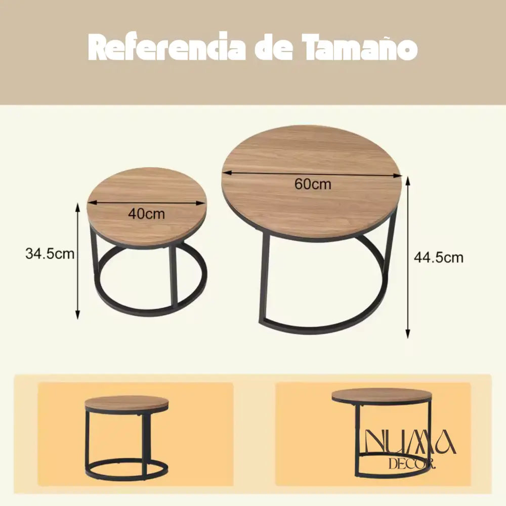 Lia | Mesas tipo nido redondas en madera y metal