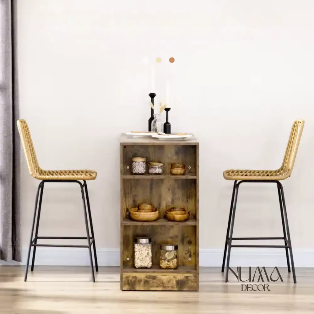 Nara | Taburetes de Ratán Natural y Estructura Negra