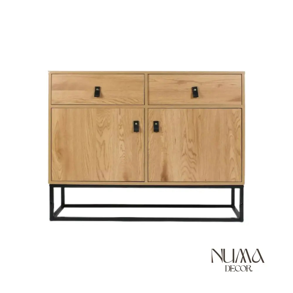 Natura | Consola de madera metal y Detalles en Cuero