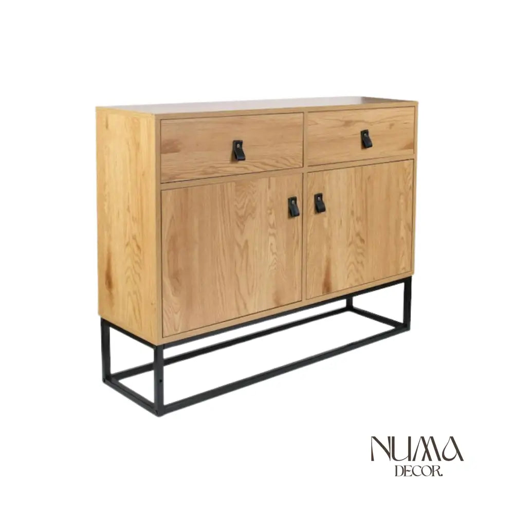 Natura | Consola de madera metal y Detalles en Cuero