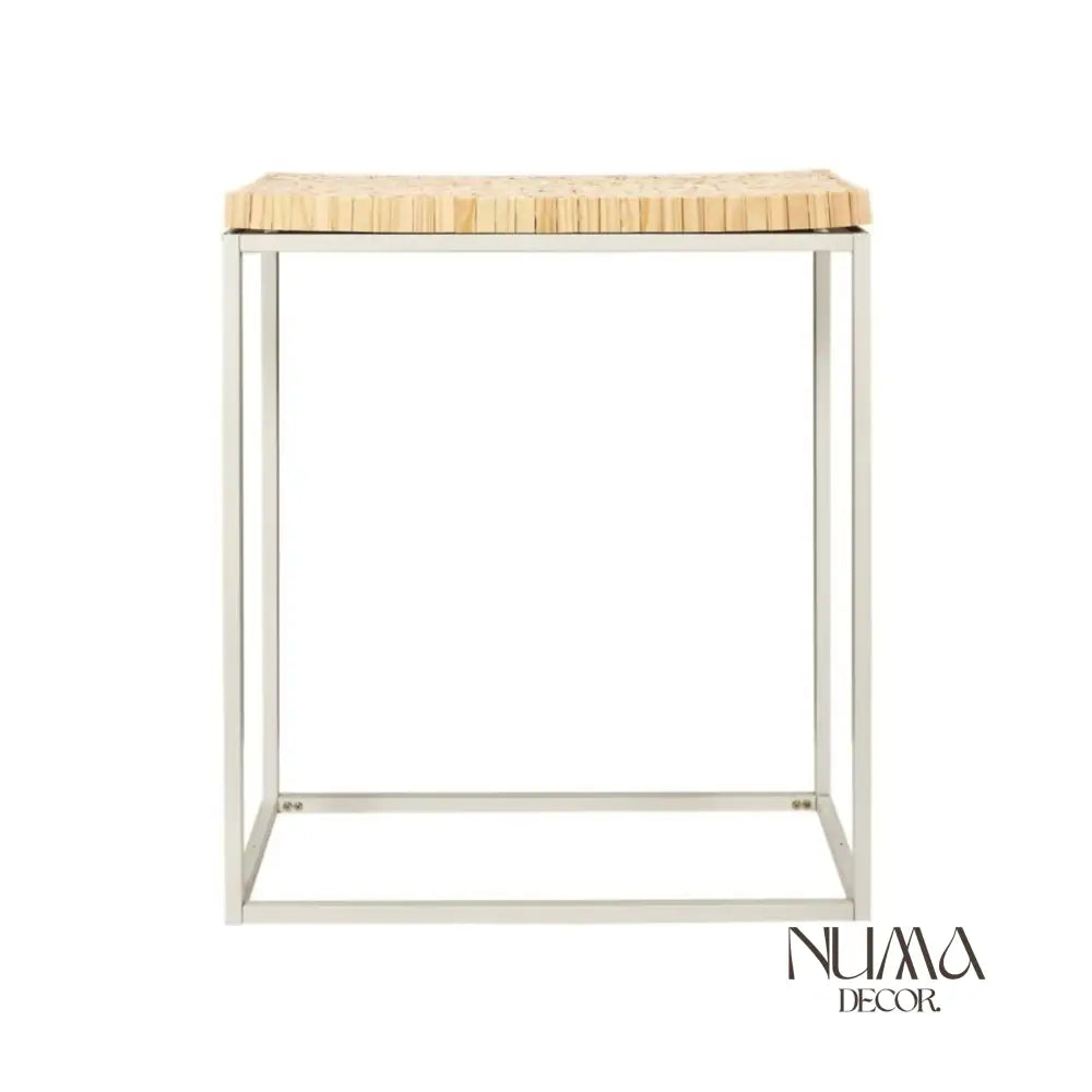 Organic | Consola de Madera Natural y Metal Blanco de 75cm